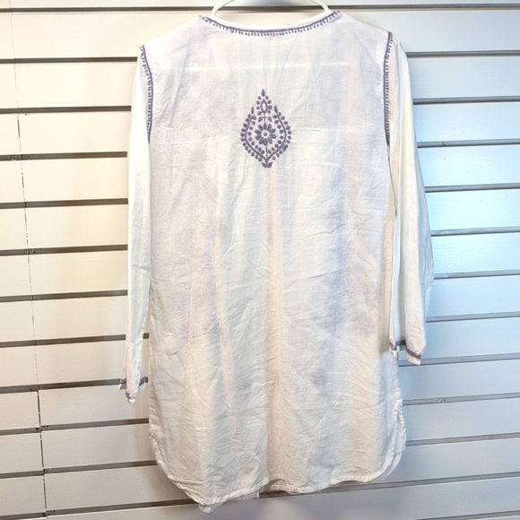 Sevya Hand Embroidered White/ Lilac Tunic NWOT SIze S - Picture 7 of 10